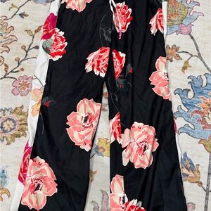 Victoria's Secret Black and Red Floral Pants